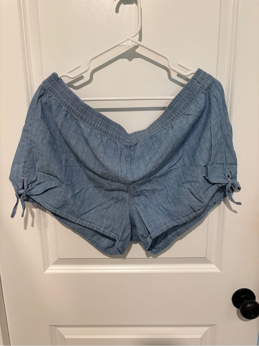 Madewell Light Blue Chambray High-Waist Drawstring Shorts